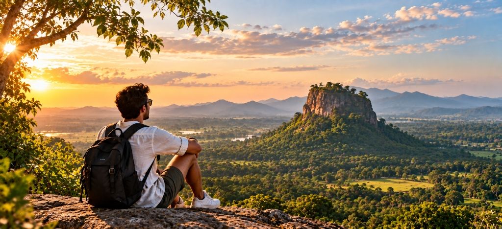 Panoramic Sigiriya mountain vista expedition view